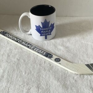 NHL White Mug and Mini Hockey Stick Set